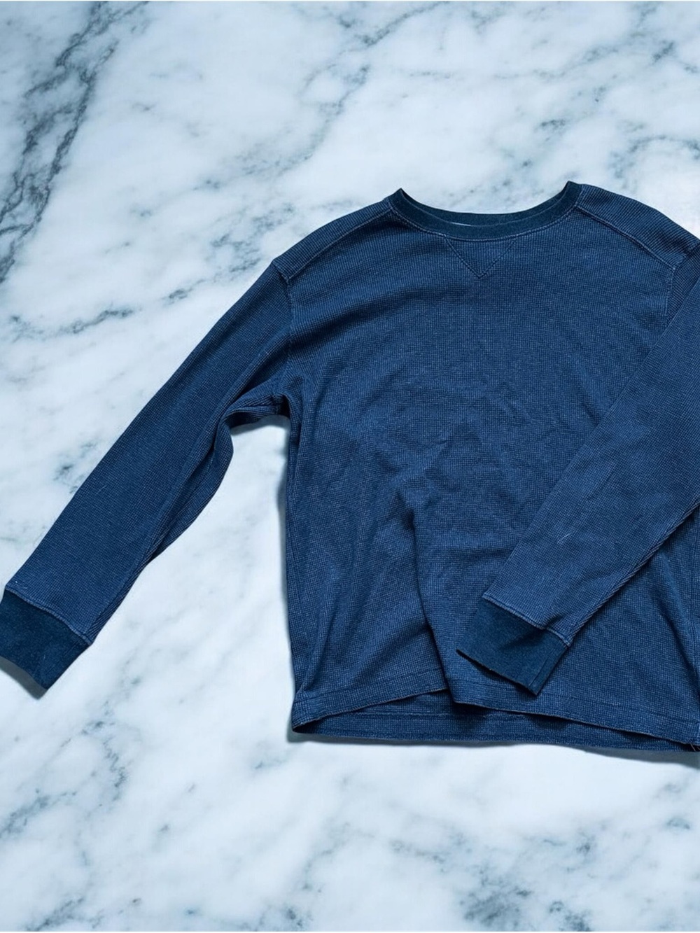 Men's Navy Crewneck Sweater - Lightweight Thermal Layer